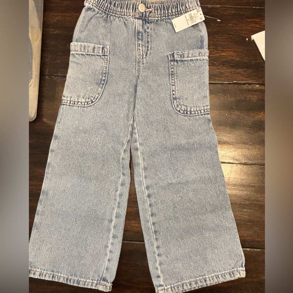 Kids Light Blue Denim wide leg Jeans size 4 NWT